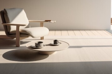 Concept of Modern Minimalist Design: Close-up of Lounge Furniture. 3d render.