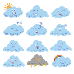 Cute Clouds Illustration Sets ,good for graphic design resources, children book, cover books, posters, pamflets, stickers and more.
