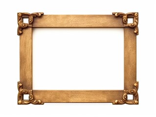 Blank abstract classic decorative modern wooden frame design decoration on white background isolated