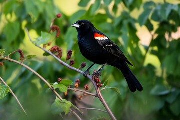 Red Winged Blackbird. Generative AI