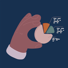 Cartoon vector illustration of Market share business concept. Competing businessman holding in hand pie chart. Competing. Economic financial share profit.