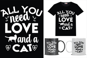 svg cat t shirt design all you need love and a cat 