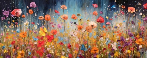 Abstract colorful flower meadow as background