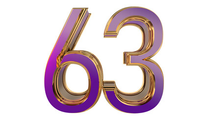 Purple gold 3d number 0 to 100