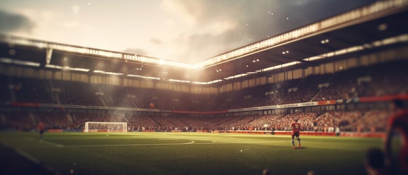 Vintage football stadium. Concept of excitement and energy. Generative AI