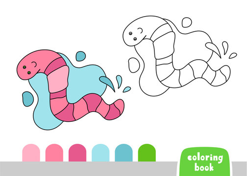 Coloring Book for Kids Worm Page for Books Magazines Vector Illustration Template