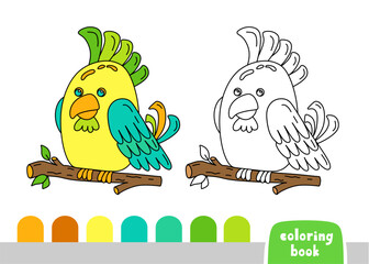 Coloring Book for Kids Parrot Page for Books Magazines Vector Illustration Template