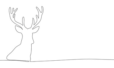 Obraz premium Continuous line drawing of head of deer. Vector illustration as line art outline wallpaper for minimal poster, template, banner