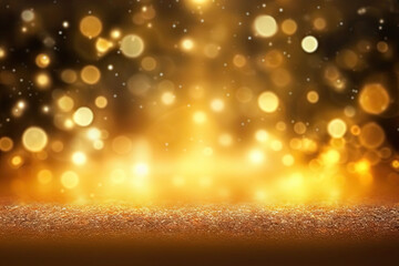 Holiday sparkle. Premium shiny gold effect decoration abstract design bokeh black blurred background