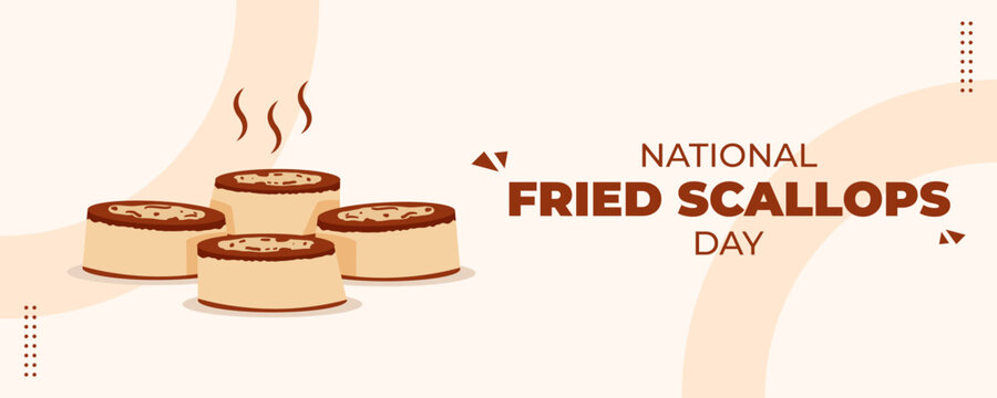 National Fried Scallops Day on 02 October Banner Background. Horizontal Banner Template Design. Vector Illustration