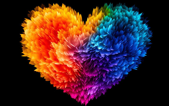 Dimensions of Love - Heart Shape 3D Spectrum Art - made with Generative AI