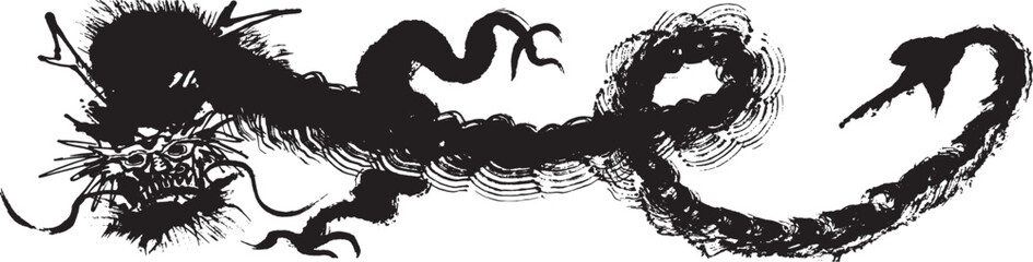 龍　辰年　手書きの毛筆イラスト