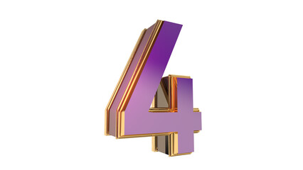 Bold gold purple 3d number design