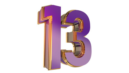 Obraz premium Bold gold purple 3d number design