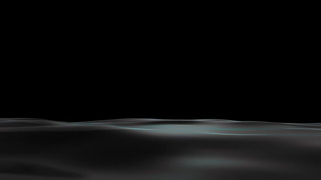 Abstract transparent water wave or liquid wave background. Fluid movement from left to right. Element animation seamless loop on black background and green screen. 3d render.