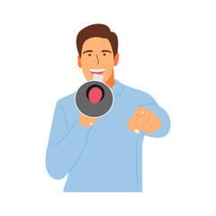 vector illustration concept of a person screaming with a loudspeaker megaphone