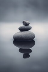 Stone Pyramid, Pebbles Balance Pile, Harmony Zen Stones, Balance Stack Abstract Generative AI Illustration