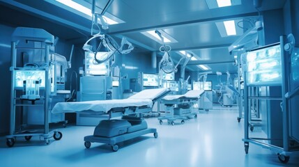 Naklejka na ściany i meble Modern operating room with modern medical equipment. Generative AI