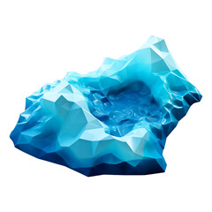 Model of blue polygon landscape with mountains and lake isolated on transparent background - Generative AI