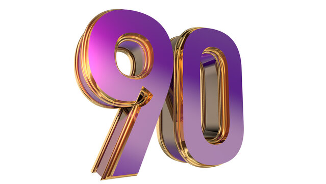 Bold gold purple 3d number design