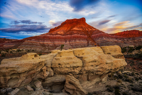Woman in the Paria Mountains of Utah at Sunset