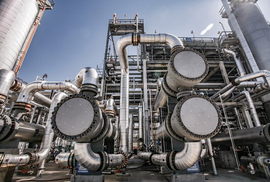 Refinery components inside a refinery