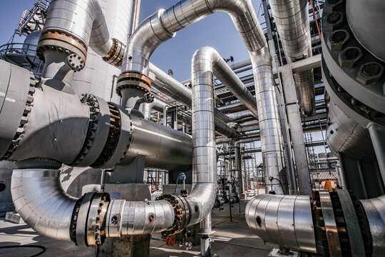 Refinery components inside a refinery