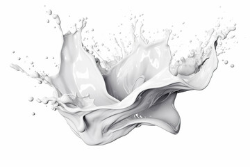 Fresh natural milk, yogurt or paint splash isolated on white background. Photorealistic generative art