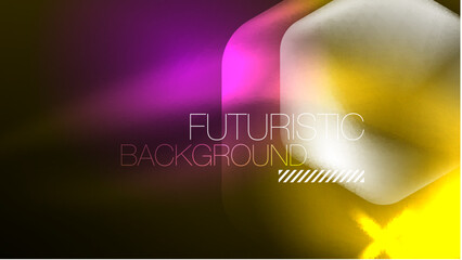 Technology Digital Neon Abstract Background, Abstract Hexagons, Digital Cyberspace, Modern Hi-tech, Science, Futuristic Techno Design Template