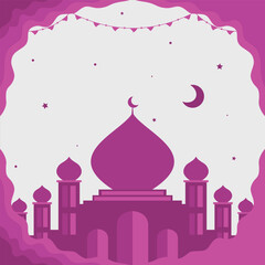 vector ramadan post design with mosque icon and lamp, background poster