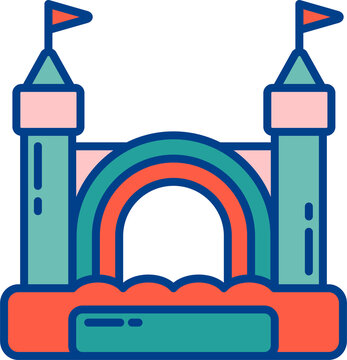 recommend clip art: Bouncy inflatable castle. Trampoline pictogram for jumping game. Colorful illustration