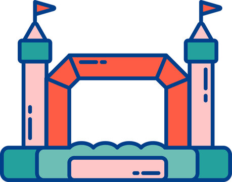 recommend clip art: Bouncy inflatable castle. Trampoline pictogram for jumping game. Colorful illustration