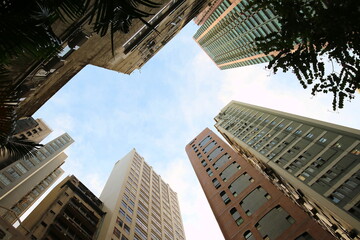 Fototapeta na wymiar Skyscrapers view in Hong Kong