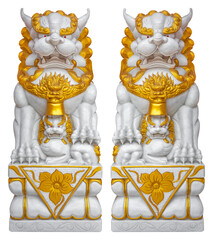 Chinese lion statue with transparent background