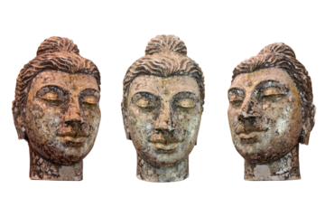 The Buddha statue's head is isolated from the background.