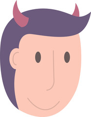 Devil flat icon. Face Halloween icon. Face Halloween simple cartoon style. Halloween avatar decorative elements.