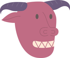 Devil flat icon. Face Halloween icon. Face Halloween simple cartoon style. Halloween avatar decorative elements.