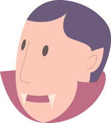Fototapeta premium Dracula flat icon. Face Halloween icon. Face Halloween simple cartoon style. Halloween avatar decorative elements.