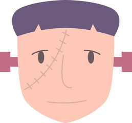 Frankenstein flat icon. Face Halloween icon. Face Halloween simple cartoon style. Halloween avatar decorative elements.