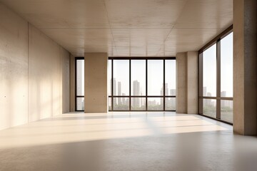 Empty Room Interior, White Walls, Blank Floor, Empty Apartment, Abstract Generative AI Illustration