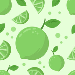 Handdrawn Lime Fruit Seamless pattern background illustration