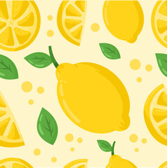 Handdrawn Lemon Fruit Seamless pattern background illustration