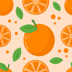 Handdrawn Orange Fruit Seamless pattern background illustration