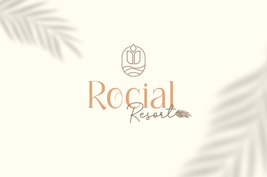 Rocial Minimalist and rose-water logo design for any saloon or resort business