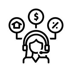 Black line icon for Dealer support