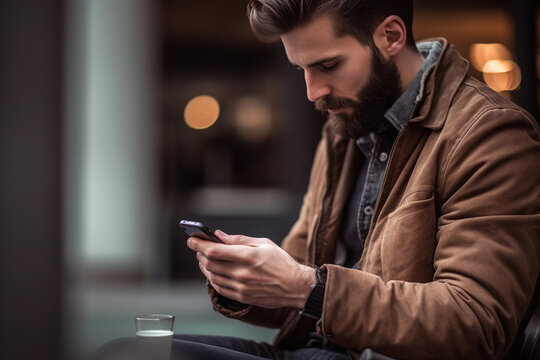 Midsection of well dressed businessman using smartphone