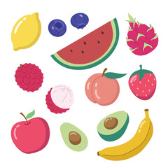 Fruits in flat style collection
