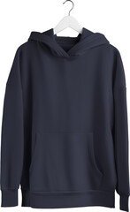 Blue hoodie mockup on a hanger, png, front view