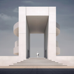 A person and magnificent architecture,created with generative ai tecnology.