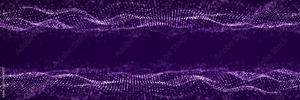 Aufkleber 3d dynamic double digital wave. smart technology wave. flow digital structure. cyber technology back